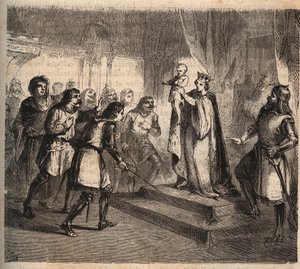Jeanne de Flandre (1295-1374), épouse de Jean de Montfort, Duc de Bretagne (1293-1345) présente son fils, Jean IV de Bretagne, Comte de Montfort (connu sous le nom de vaillant ou le conquérant) - Anonymous Anonymous