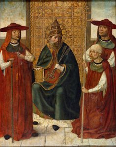 Le cardinal Pedro Gonzalez de Mendoza priant aux côtés de saint Pierre - Anonymous Anonymous