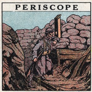 Réflexion de la lumière : périscope utilisé dans une tranchée par un Poilu pendant la Première Guerre mondiale (1914-1918). Illustration anonyme de 1925. Collection privée. - Anonymous Anonymous