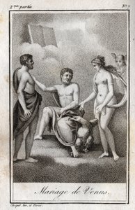 Mariage entre Mars et Vénus. Gravure de 1819 dans « Lettres à Émilie sur la mythologie » de Charles Albert Demoustier (1760-1801). Collection privée. - Anonymous Anonymous