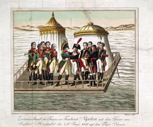 Rencontre des empereurs Alexandre Ier de Russie et Napoléon Ier de France au Neman près de Tilsit