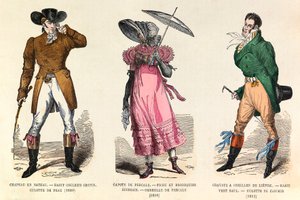 Costumes masculins et féminins entre 1810 et 1812 à Paris (règne de l
