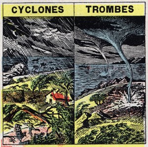 Météorologie : cyclones et trombes (tornades). Illustration anonyme de 1925. Collection privée. - Anonymous Anonymous
