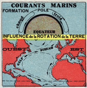 Météorologie : courants marins. Influence de la rotation de la Terre. Gulf Stream. Illustration anonyme de 1925. Collection privée. - Anonymous Anonymous