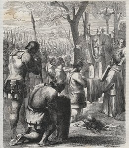 Otto I, empereur du Saint-Empire romain germanique reçoit la communion avant la bataille de Lechfeld (955) - L