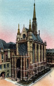 Paris : vue extérieure de la Sainte-Chapelle (XIIIe siècle, architecture gothique). Photographie de 1920 dans « Album Artistique » de la ville de Paris. Collection privée.