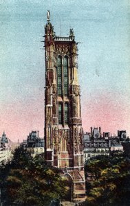 Paris : la Tour Saint-Jacques réalisée en 1523. Photographie de 1920 dans « Album Artistique » de la ville de Paris. Collection privée.