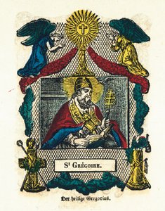 Image pieuse : Saint Grégoire Ier le Grand. Gravure du XIXe siècle