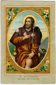 Image pieuse : Saint Roch invoqué contre la peste (chromolithographie) - Anonymous Anonymous