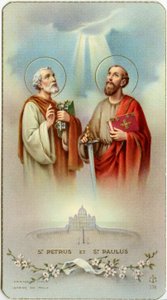 Image pieuse : Les apôtres Pierre et Paul (chromolithographie) - Anonymous Anonymous