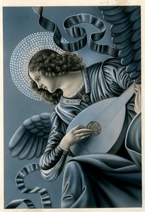 Image pieuse : un ange musicien d