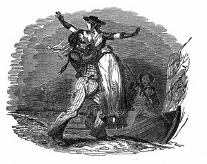 Le pirate Charles Gibbs enlève une fille hollandaise de son navire (début du 19e siècle). Gravure de "Le livre du pirate" 1837. - Anonymous Anonymous