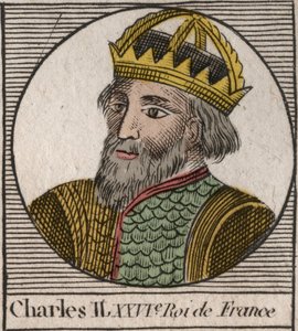 Portrait de Charles II le Chauve (823-877), roi de France - Charles II (823-877) le Chauve - gravure de « Instruction sur l