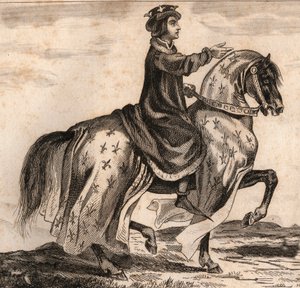 Portrait de Charles IV le Bel (1294-1328), roi de France. Gravure de 1859 dans "Le Monde. Histoire de tous les peuples depuis les temps les plus reculés jusqu