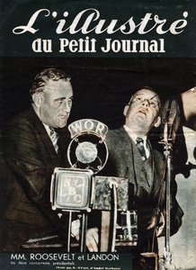 Portrait de Franklin Delano Roosevelt (1882-1945) et Alfred Mossman « Alf » Landon (1887-1987), les deux concurrents à la présidentielle des États-Unis. Dans « L