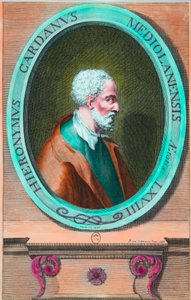 Portrait de Girolamo Cardano (Hieronymus Cardanus) (1501-1576) mathématicien, philosophe, astrologue et médecin italien, Collection privée