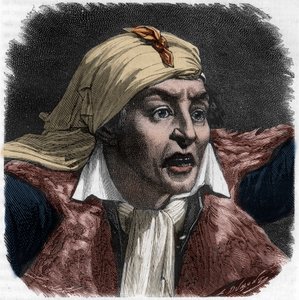 Portrait de Marat (1743-1793) - portrait de Jean-Paul (Jean Paul) Marat (1743-1793) politicien, journaliste français - Gravure dans Histoire des Girondins par Alphonse de Lamartine (1790-1869) 1865-1866 - Collection privée