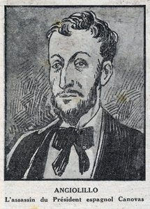 Portrait de Michele Angiolillo Lombardi dit Jose Sants ou Rinaldini, anarchiste italien (1871-1897) assassin du président du Conseil espagnol, Antonio Canovas del Castillo (1828-1897)