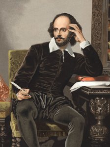 Portrait de William Shakespeare (1564-1616) de « hommes et femmes célèbres ». Barcelone 1877 (gravure) - Anonymous Anonymous