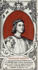 Portrait du peintre de la Renaissance italienne Raphaël (Raffaello Sanzio 1483-1520). Gravure de 1914. Collection privée - Anonymous Anonymous