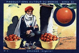 Productions autour du monde : Orange en Algérie. Chromolithographie de 1933 dans "Album Joseph-Milliat" - Anonymous Anonymous
