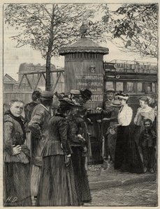 Hygiène publique : habitants de Paris utilisant une des fontaines d