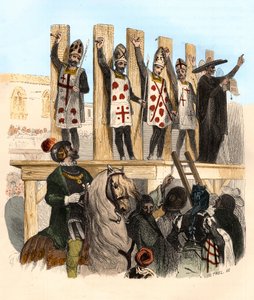 Punition du clou au 16e siècle. Illustration dans « Mystères de l