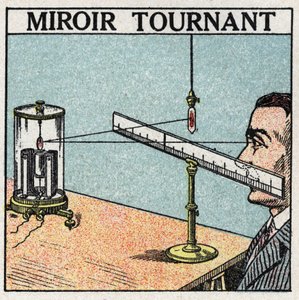 Réflexion de la lumière : miroir tournant. Illustration anonyme de 1925. Collection privée. - Anonymous Anonymous