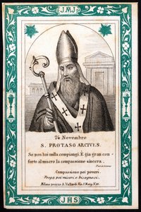 Saint Protais, évêque de Milan Image pieuse. Carte postale. Début du 20ème siècle