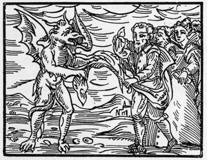 Satan dépouille les sorciers de leurs vêtements - « Compendium Maleficarum », traite des sorcières, de leurs maux et de leurs sortilèges par Francesco Maria Guazzo ou Guaccio ou Guaccius (15?? -16??) 1608 Collection Privée - Anonymous Anonymous