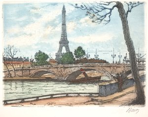 Seine et Tour Eiffel (eau-forte) - Anonymous Anonymous