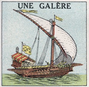Navires et bateaux: une galère. Illustration anonyme de 1925. Collection privée - Anonymous Anonymous
