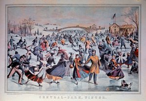 Patinage sur le lac gelé de Central Park à New York, USA (19e siècle, collection privée)