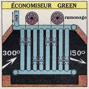 Générateurs de vapeur : économiseur vert pour une chaudière. Illustration anonyme de 1925. Collection privée. - Anonymous Anonymous
