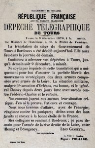 Nouvelles télégraphiques de Tours du 9/12/1870 par Léon Gambetta - Anonymous Anonymous