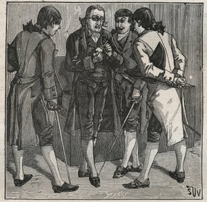 Test du faux diamant brésilien par John Mawe (1764-1829) minéralogiste britannique. Gravure de 1885 dans « Les arts et métiers illustrés » par Adolphe Bitard - Anonymous Anonymous