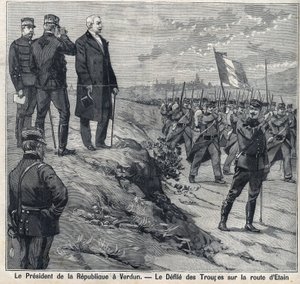 Le président de la République Félix Faure (1841-1899) visite Verdun (Meuse) : le défilé de l