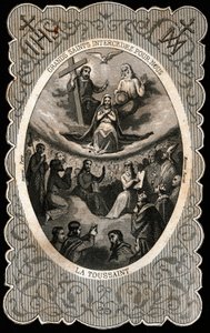 La Vierge Marie avec la Sainte Trinité (Dieu, Jésus-Christ et la colombe du Saint-Esprit) - Anonymous Anonymous