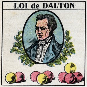 Les atomes : La loi de John Dalton (1766-1844). Illustration anonyme de 1925. Collection privée.