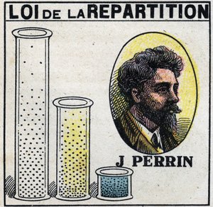 Les atomes : loi de distribution par Jean Perrin (1870-1942). Illustration anonyme de 1925. Collection privée. - Anonymous Anonymous