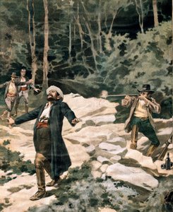 Le brigand Luciano Fioravanti, tué par les carabiniers italiens dans la région de Maremme (gravure)
