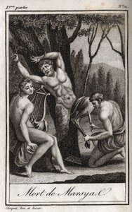Le châtiment ou la mort de Marsyas (Le Châtiment de Marsyas) puni pour avoir défié Apollon à la lyre et écorché par l