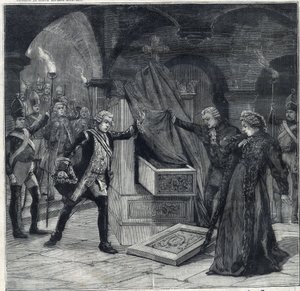 La scène des caves dans la pièce "Catherine de Russie" au théâtre de Cathelet Paul Ginisty (1855-1932) et Charles Samson (1894-1895). Gravure dans "Le Petit Parisien" - Anonymous Anonymous