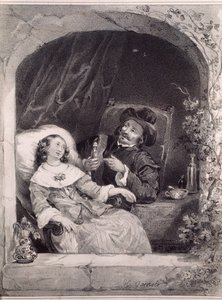 La visite du médecin à une jeune dame (lithographie) - Anonymous Anonymous