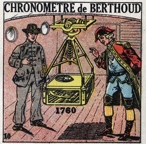 Temps : chronomètre marin inventé par Ferdinand Berthoud (1727-1807) en 1760. Illustration anonyme de 1925. Collection privée. - Anonymous Anonymous