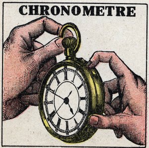 Temps : un chronomètre. Illustration anonyme de 1925. Collection privée.