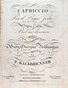 Page de titre de la partition musicale de Capriccio par F Kalkbrenner