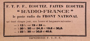 Tract des FFI-FTPF appelant à écouter Radio France, « la station de radio du Front National »