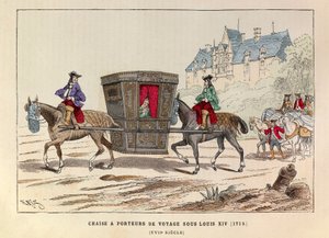 Une chaise à porteurs de voyage sous le règne du roi Louis XIV (1715) - Anonymous Anonymous