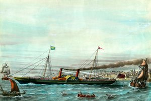 Navire à roue La Victoria servant entre Boulogne-sur-Mer et Folkestone. Gravure du 19e siècle. Collection privée - Anonymous Anonymous